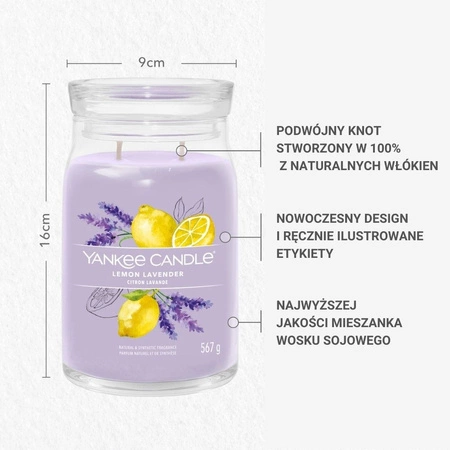 YANKEE CANDLE Signature Duża świeca w słoiku LEMON LAVENDER 567g