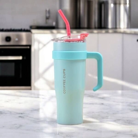 ECARLA kubek termiczny z uchwytem i rurką 1200ml Turkusowy BD23TUR