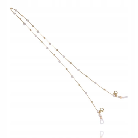 ECARLA łańcuszek do okularów cienki złoty kulki perły 71cm LDK11