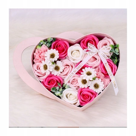 ECARLA bukiet zapachowych kwiatów mydlanych w pudełku Serce Róż BUK01R