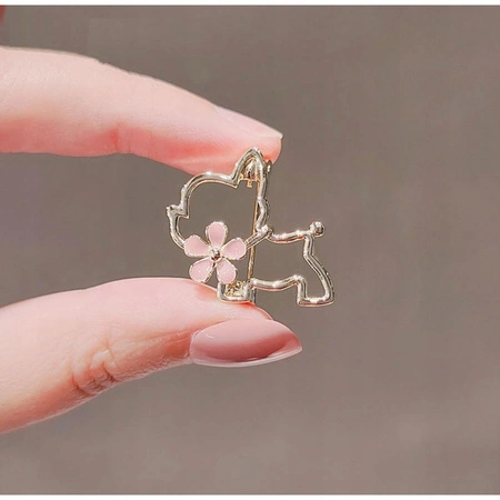 ECARLA broszka PIESEK z kwiatkiem BZ210