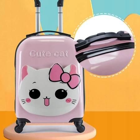 ECARLA walizka kabinowa dla dzieci Cute Cat Różowa WP06