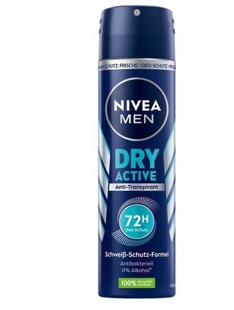 NIVEA Men dezodorant antyperspirant w sprayu 72h Dry Active 150ml