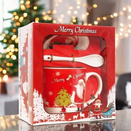 ECARLA kubek świąteczny ze spodkiem i łyżeczką w pudełku KB19WZ1 400ml