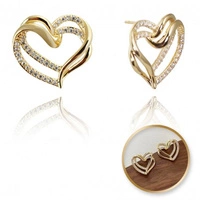 ECARLA kolczyki ze stali szlachetnej platerowanej 14k złotem SERCE KST3331