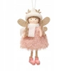ECARLA ozdoba świąteczna na choinkę wiszący Aniołek z pluszu Różowy ASN06R