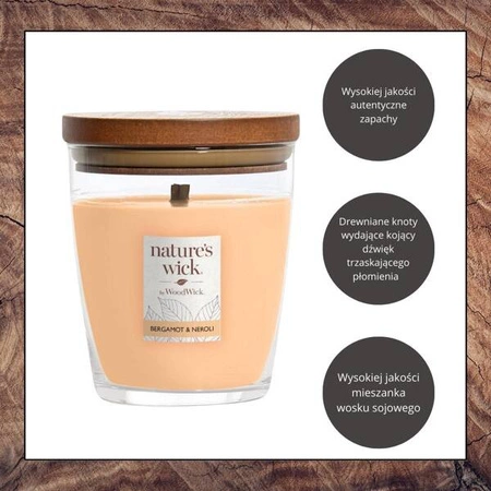 WOODWICK Natures Wick średnia świeca w słoiku Bergamot & Neroli 284g