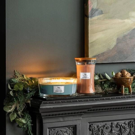 WOODWICK Core Hearthwick świeca w słoiku elipsa EVERGREEN CASHMERE 453g