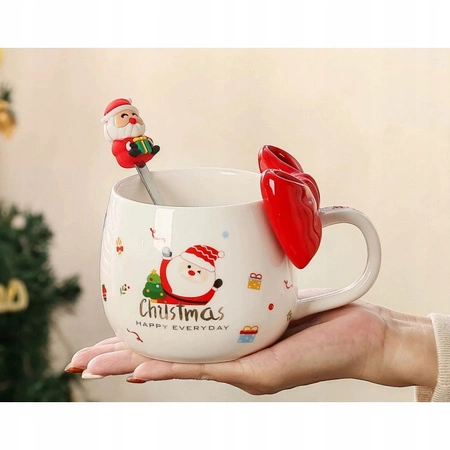 ECARLA kubek świąteczny z KOKARDĄ 400ml Czerwień KB25CZE