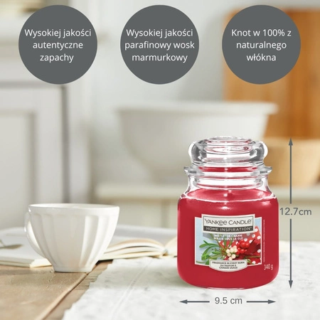 YANKEE CANDLE Home Inspiration Średnia świeca w słoiku MISTLETOE CHARM 340g