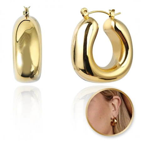 ECARLA kolczyki ze stali szlachetnej platerowane 14k Grube koła KST3387