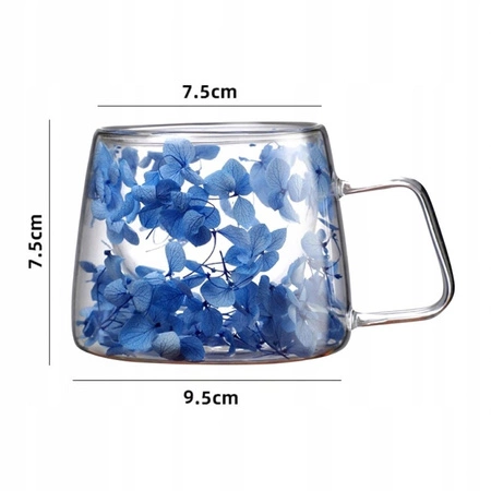 ECARLA szklanka termiczna z podwójnym dnem i hortensją 180ml SZK154