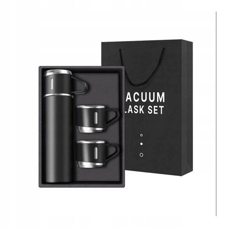 ECARLA termos 500ml z 3 kubkami zapakowany na preznt Czarny BD24CZ