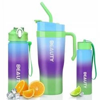 ECARLA butelka na wodę zestaw 3szt Ombre Niebieski z Zielonym BD13WZ2