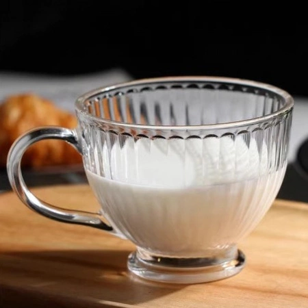 ECARLA zestaw szklanek, filiżanek ryflowanych dużych 430ml Bezbarwne SZK150