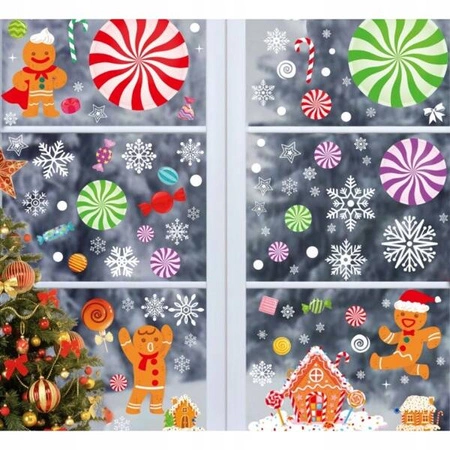 ECARLA naklejki na szybę świąteczne kolorowe 6 arkuszy 20x30cm NKD14
