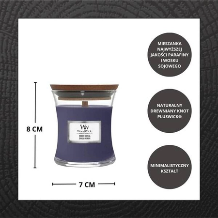 WOODWICK PlusWick mała świeca w słoiku HINOKI DAHLIA 85g