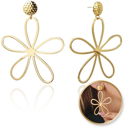 ECARLA kolczyki ze stali szlachetnej platerowane 14k Kwiat KST3380