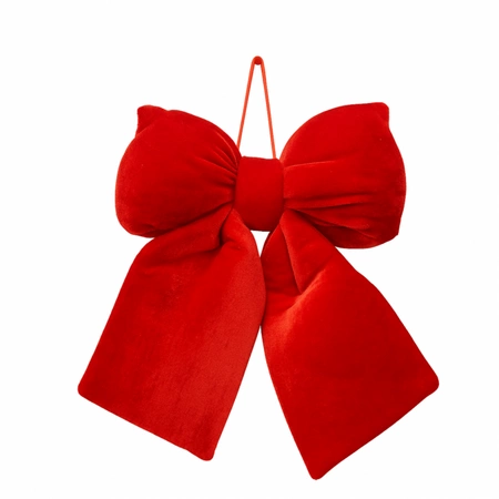 ECARLA Ozdoba Świąteczna kokarda aksamitna Czerwona 20x20cm WOZ42