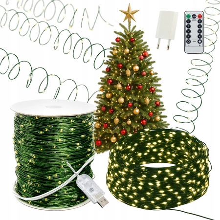ECARLA Lampki Led światełka drucik 1000 LED 100m Ciepłe Białe LAMP49