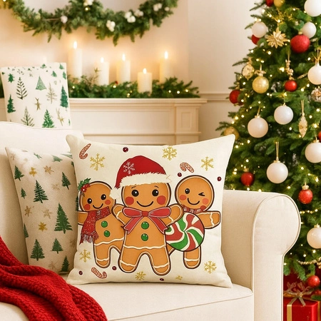 ECARLA Zima Świąteczna poszewka na poduszkę Boho 45x45 PIERNICZKI POD248