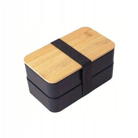 ECARLA śniadaniówka bambusowa Lunch Box 18,5x10,5x9,3cm ze sztućcami PJM43
