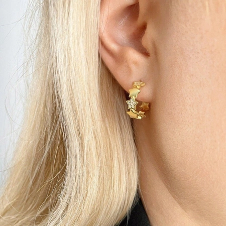 ECARLA kolczyki wiszące ze stali szlachetnej platerowanej złotem KST3314