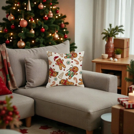 ECARLA Zima Świąteczna poszewka na poduszkę Boho 45x45 PIERNICZKI POD247