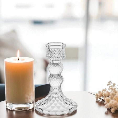 ECARLA świecznik dekoracyjny szklany Glamour 13cm SW14