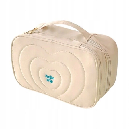 ECARLA kosmetyczka pikowana kuferek z rączką 24x9x15cm Krem KS132K