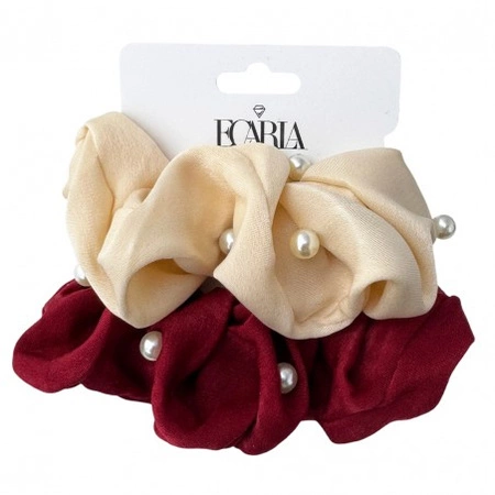 ECARLA zestaw gumek frotek z perełkami 2szt Kremowa i Bordowa GUM197
