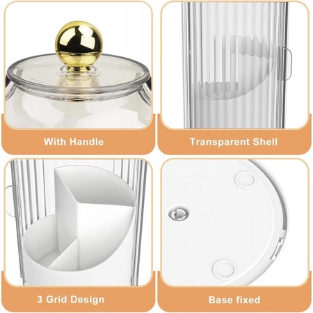 ECARLA organizer na pędzle ryflowany obrotowy 27x12,5cm Biały CB61B