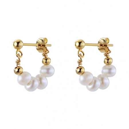 ECARLA kolczyki ze stali szlachetnej platerowanej 14k złotem Perły KST3405