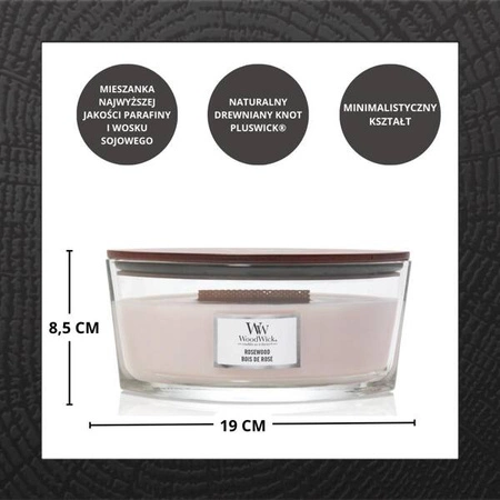 WOODWICK Core Hearthwick świeca w słoiku elipsa ROSEWOOD 453g