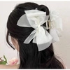 ECARLA klamra do włosów kokarda tiulowa Biała SP303B