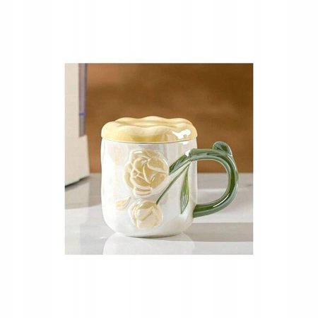 ECARLA kubek perłowy z pokrywką żółty KB02ZO 450ml