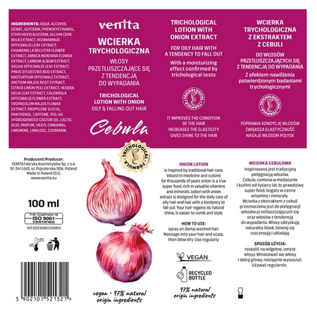 VENITA Trichological trychologiczna wcierka do skóry głowy Cebula 8g