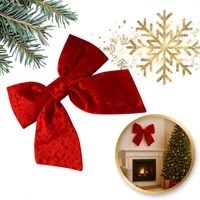 ECARLA Ozdoba Świąteczna kokarda welurowa Czerwona 35x35cm WOZ54