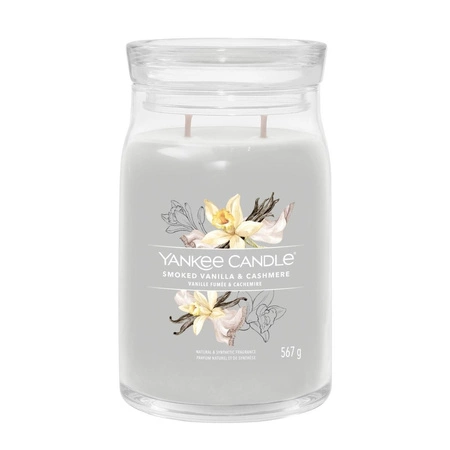 YANKEE CANDLE Signature Duża świeca w słoiku SMOKED VANILLA & CASHMERE 567g
