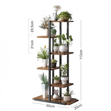 ECARLA Kwietnik stojak na kwiaty 113x60x20 Czarno Brązowy SZ16CZ