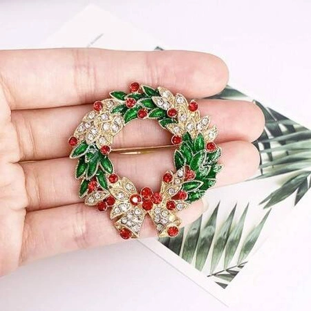 ECARLA broszka kryształowa Wieniec świąteczny z Dzwonkami BZ185