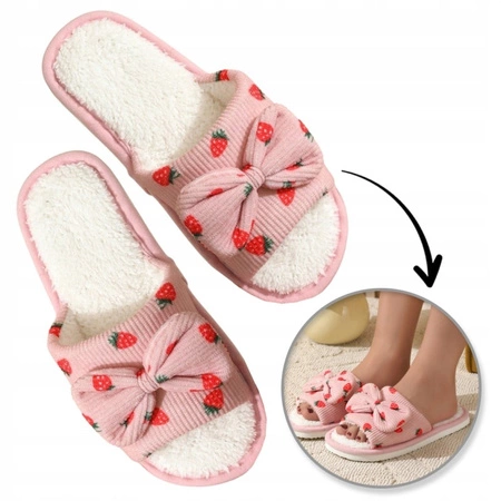 ECARLA kapcie ocieplane, antypoślizgowe Truskawki rozmiar 39 PAN05R39