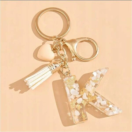 ECARLA brelok do kluczy LITERKA K biały motylek serca BRL329K