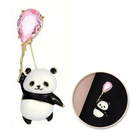 ECARLA broszka Panda z kryształowym balonikiem BZ200