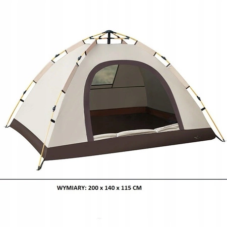 ECARLA namiot kempingowy składany 2-3 osobowy 200x140x115cm Kremowy BAL12K