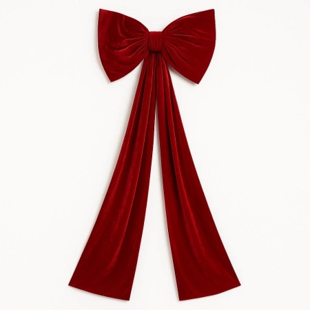 ECARLA Ozdoba Świąteczna kokarda welurowa Czerwona WOZ55