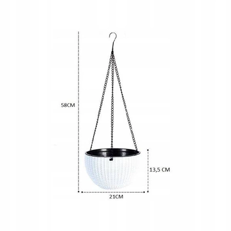 ECARLA doniczka na kwiaty wisząca 21cm Kremowa 1szt