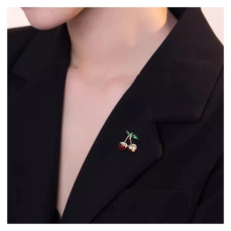 ECARLA broszka Wisienki oblane złotem BZ198