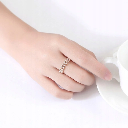 ECARLA pierścionek ze stali chirurgicznej platerowanej złotem PST934