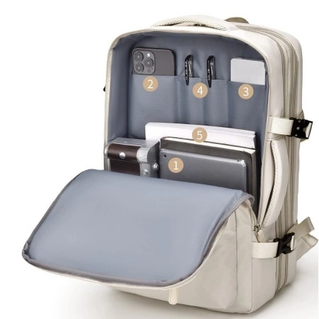 ECARLA plecak podróżny, kabinowy, wodoodporny z USB Szary PL176